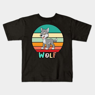 Vintage Retro Wolf Kids T-Shirt